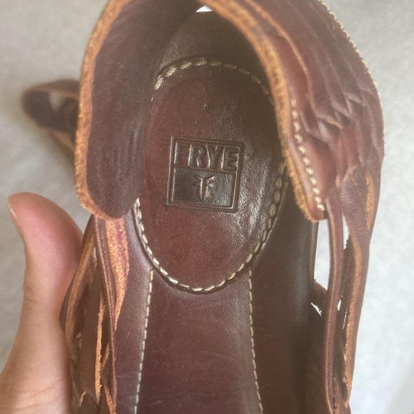 Frye Shoes Sandals Braided Leather Open Toe Brown Size 8.5 - Picture 4 of 5